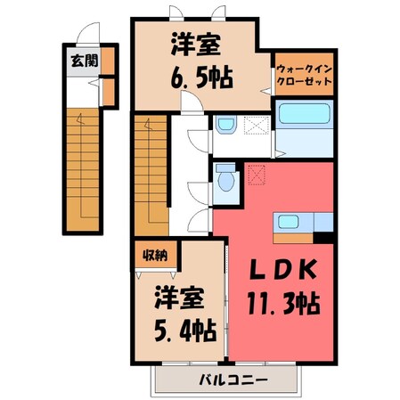 古河駅 バス16分  西牛ヶ谷下車：停歩7分 2階の物件間取画像